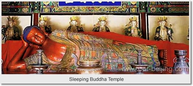 Reclining Buddha in the hall of Beijing’s Wofo Temple